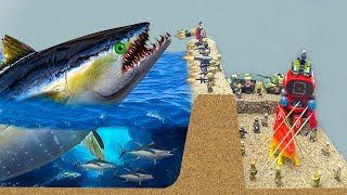 Giant Sea Monster Attacks Lego People To Rescue Dinosaurs Causing Tsunamis | LEGO FLOOD Action