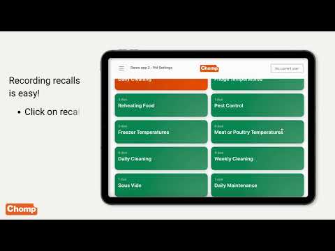 Recording and tracking food recalls in Chomp