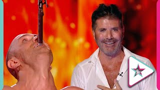 Simon Cowell Removes Sword From Contestants Mouth on BGT: The Champions!