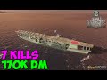 World of WarShips | Kaga | 7 KILLS | 170K Damage - Replay Gameplay 4K 60 fps