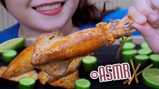 ASMR Squid stuffed with Samyang Fire noodles , CHEWY CRUNCHY EATING SOUNDS | LINH-ASMR