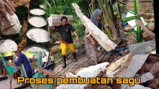 Proses cara pembuatan sagu dengan cara diperas