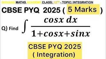 Q) Integration ∫ (cos𝑥 𝑑𝑥)/(1+cos𝑥+sin𝑥) #class12 #maths#integration #class #integrationclass12