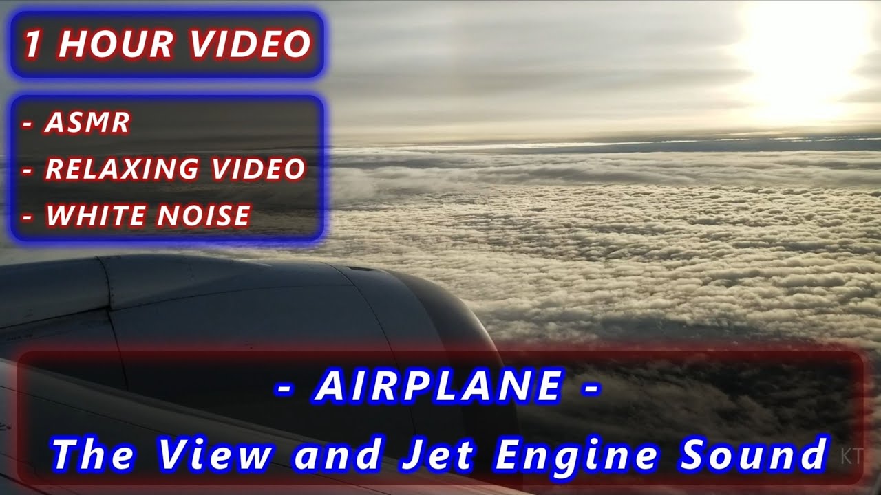 Airplane window view & Jet Engine Sound - 1 HOUR, ASMR, White Noise