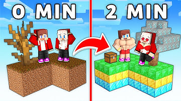 JJ and Girl Skyblock Changes Blocks Every Minute - Maizen Minecraft Animation