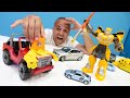 Bumblebee sakar oldu! Koleksyonluk arabasına boya döküyor! Oyuncak arabalar ile oyun videosu