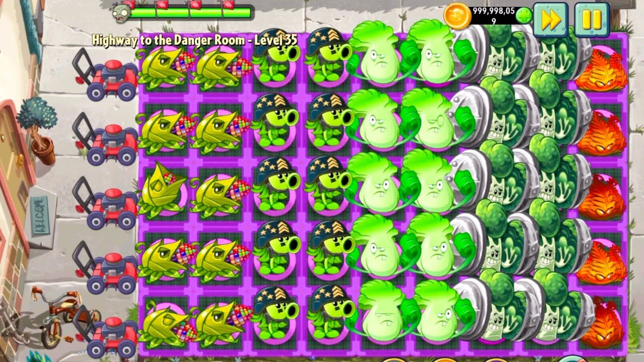 Plants Vs zombies 2 Max Level Corn Fetti Popper Gatling Pea+Bonk Choy Vs All Zombies Gameplay 