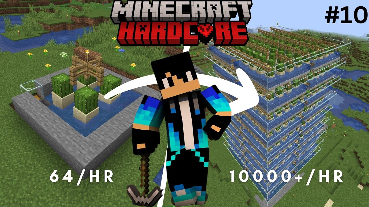 I UPGRADED MY OLD CACTUS FARM TO THIS ULTRA GIANT CACTUS FARM IN MY HARDCORE WORLD  #10