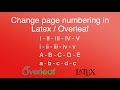 Change page numbering in latex  overleaf