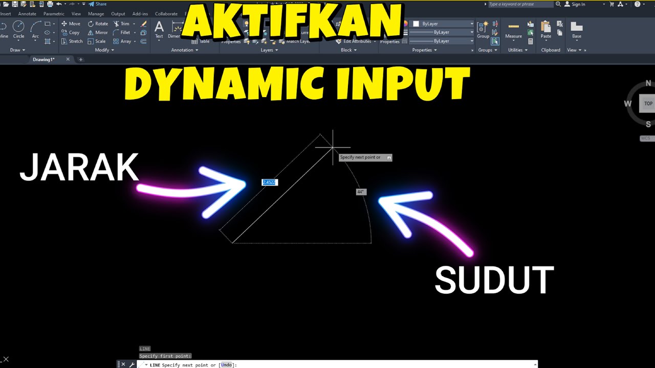 Cara menampilkan dynamic input di autocad - YouTube