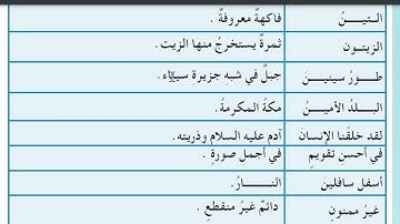 اسلامية الصف الثالث ابتدائي صفحة 19 معاني الكلمات سورة التين
