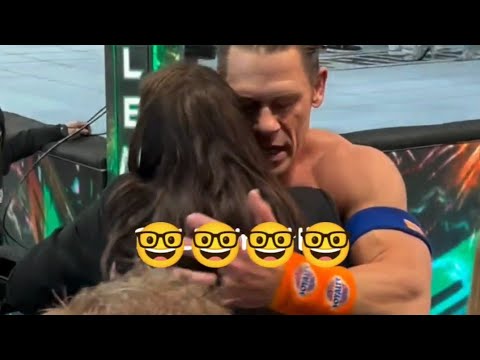 John cena hugs Stephanie McMahon as Cody Rhodes celebrate after WWE Wrestlemania 40 went off air