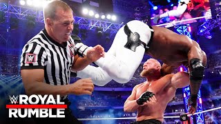 Brock Lesnar’s massive F-5 to Bobby Lashley wipes out the referee (WWE Network Exclusive)