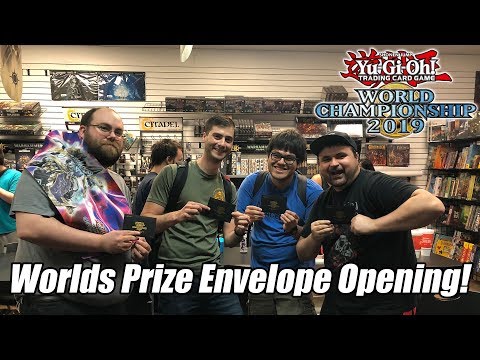 yugioh world championship 2019 prize card Alec showing off his 3 different Yu-Gi-Oh TCG World Championship envelopes and the amazing cards within.