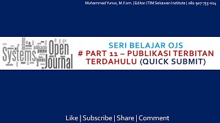 Seri Belajar OJS# Part 11 - Quick Submit OJS 3