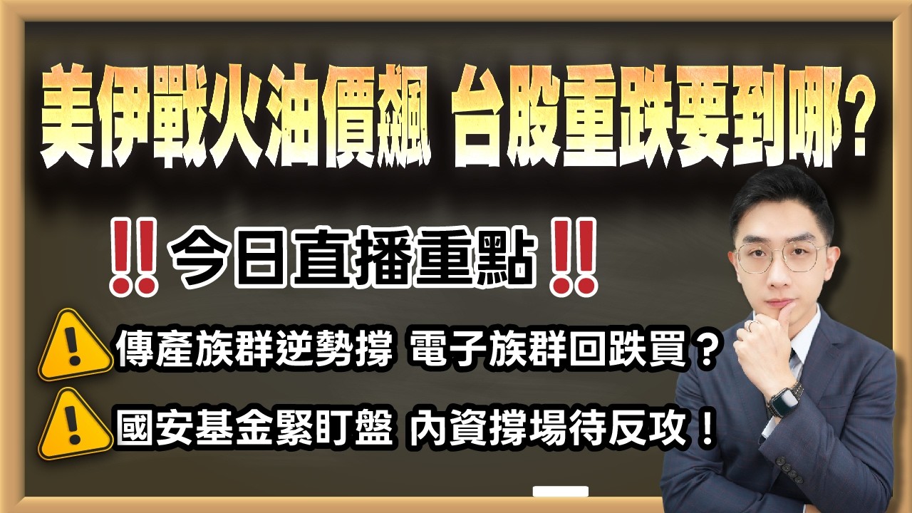 劉育綸 艾綸說【美伊戰火油價飆 台股重跌要到哪？】影音分析2026/03/09