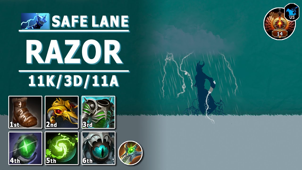Razor Safe Lane Carry | 7.31b | Pos 1 Razor Guide | Dota 2 Immortal Gameplay