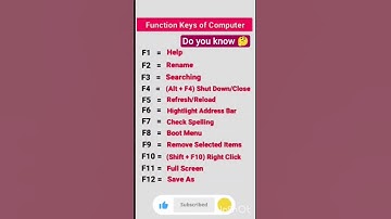 Function keys of computer|| computer function keys|| F1 to F12 #yt #ytshort #shorts #shorttricks