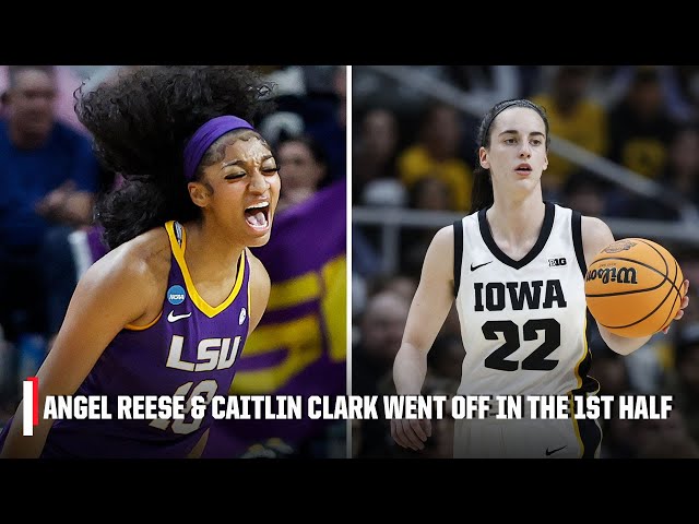 GAME OF THE YEAR 🔥 Angel Reese & Caitlin Clark 1ST HALF HIGHLIGHTS 👏 | ESPN College Basketball class=