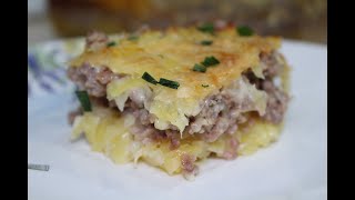 Картофельная запеканка с фаршем.Potato casserole with minced meat.