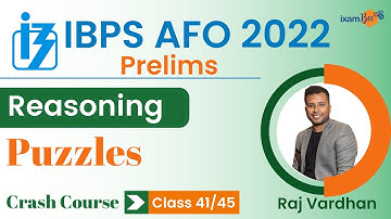 IBPS AFO 2022-23 | Puzzle Questions | Reasoning | By Raj Vardhan