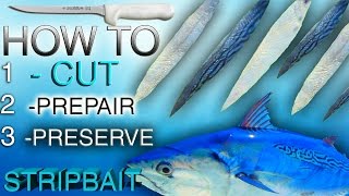 Preparing Bonito STRIPS for Fishing, trolling, rigging Kingfish, mahi, bait