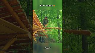 Building an Off-Grid Log Cabin Roof &amp; A Tiny Helper! 🪵🐶 || Solo Camping #shorts