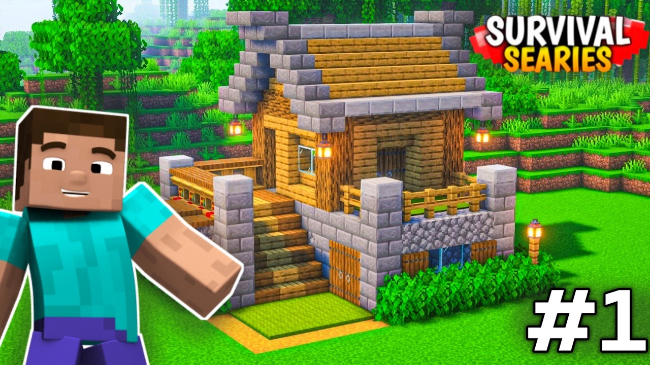 Minecraft PE Survival Series Ep 1 in Hindi 1.21 | Made op Survival Base ...