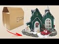 როგორ დავამზადოთ მუყაოსგან საშობაო სახლი🏠 DIY-How to Make Christmas House from Cardboard🎄