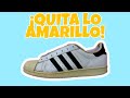 Cómo BLANQUEAR TENIS AMARILLOS por $1 | ADIDAS SUPERSTAR | Bleach sneakers