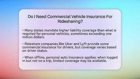 Do I Need Commercial Vehicle Insurance For Ridesharing? - Auto Coverage Explained