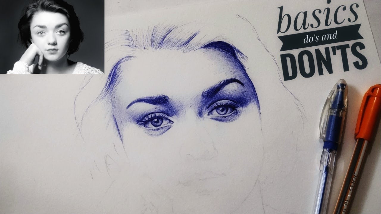 Blue ballpoint pen drawings on Behance