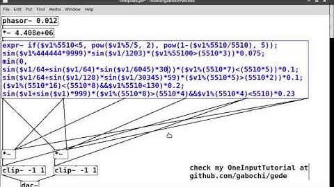 Livecoding with expr~ in Pure Data (Tutotial link)