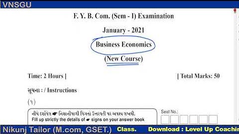 FY B.com sem-1 Eco and theory subject Paper style | IMP | VNSGU