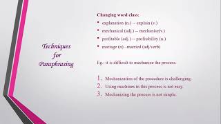 Summarising & Paraphrasing