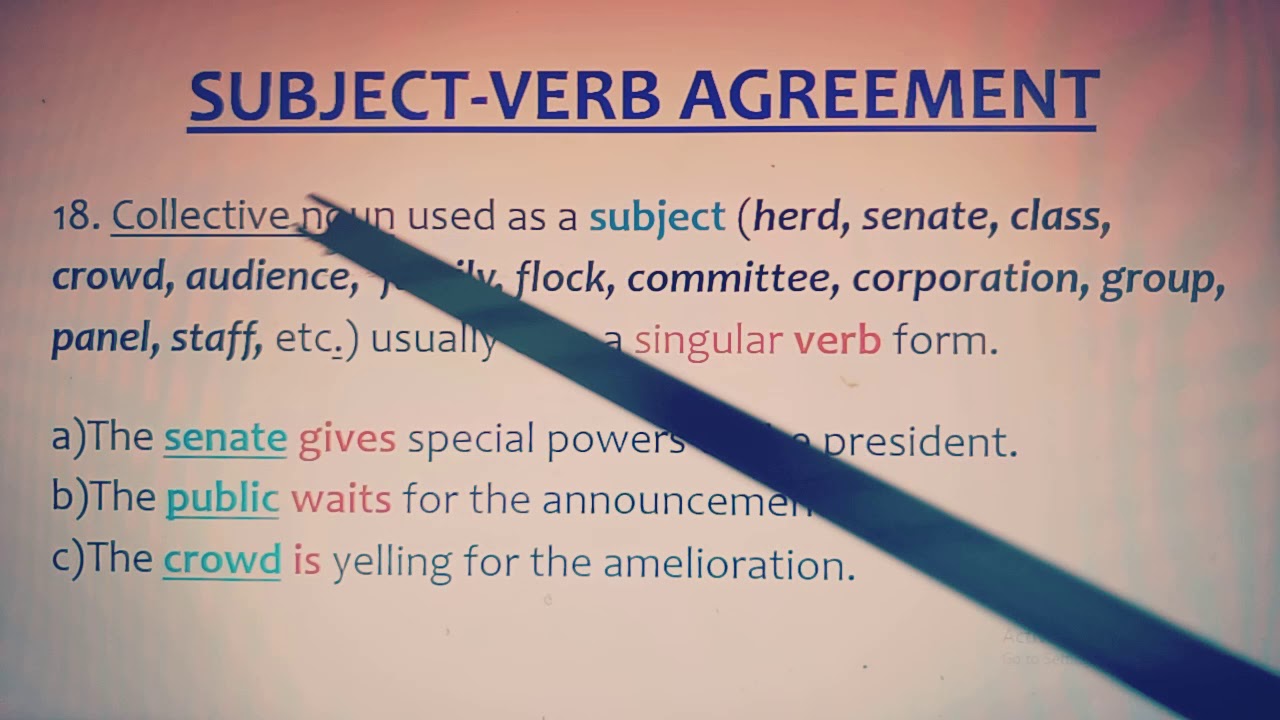 Subject Verb Agreement Rule No 18 Collective Nouns YouTube