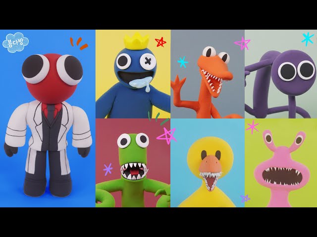 Roblox Rainbow friends Stop Motion animation with clay(red ,blue,orange,purple,green,yellow,pink) -  in 2023