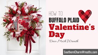 How to Make a Buffalo Plaid Valentine's Day Deco Mesh Wreath with Coach Laurie Anne