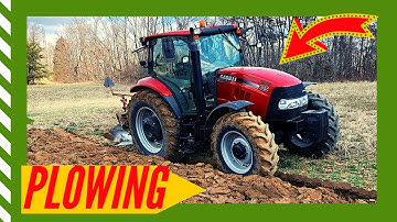 Case IH Maxxum 125 Driving on the road and plowing our Organic Farm - Tractor plow plough ploughing