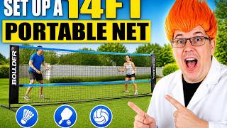 Boulder 14ft Portable Badminton Pickleball Net Setup
