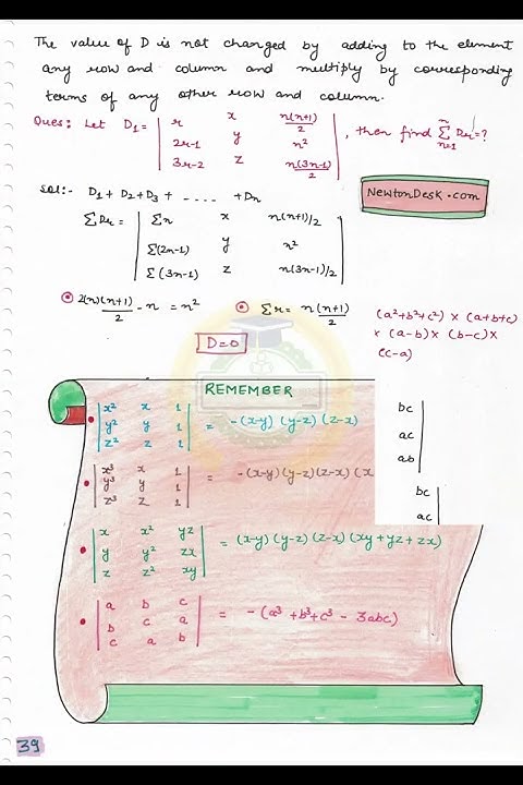 Determinants and Matrix (Class 11 & 12 Math) Handwritten Notes 📚 # ...