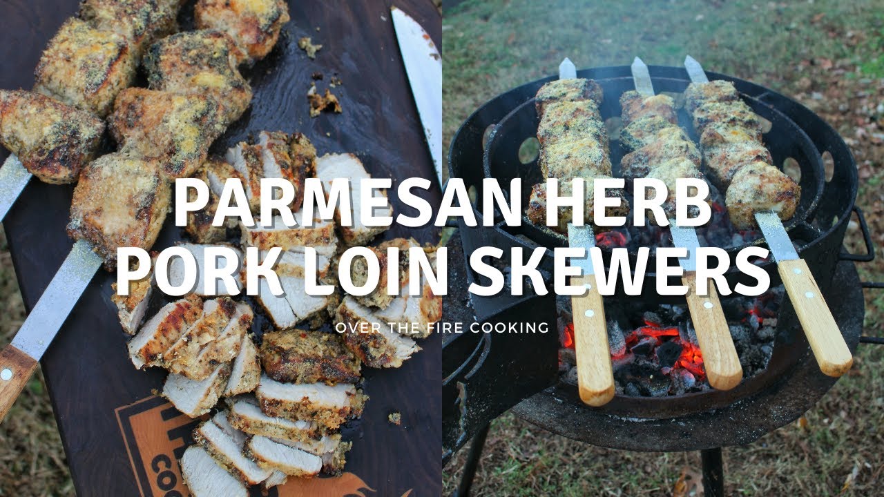 ⁣Parmesan Herb Pork Loin Skewers Recipe | Over The Fire Cooking #shorts