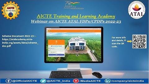 AICTE ATAL FDPs/CPDPs - Webinar for new academic year 2022 - 23
