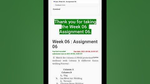 NPTEL | Advances in welding and joining technologies | Week 06 : Assignment 06 | solutions