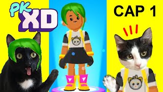 Jugando a PK XD por primera vez con mis gatos graciosos Luna y Estrella CAP 1 / Videos de gatitos