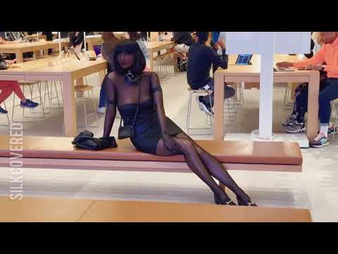 Tall Zentai Girl In Public | Apple Store Adventure | Sheer Nylon Bodysuit