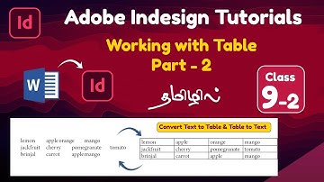 Adobe Indesign tutorials in tamil Class 9 | Part 2 |  Working with Table | InDesign Beginner classes