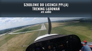 Szkolenie PPL(A), kręgi, ćwiczenie lądowania. Diamond DA20. ATC AUDIO. [FHD 60FPS]