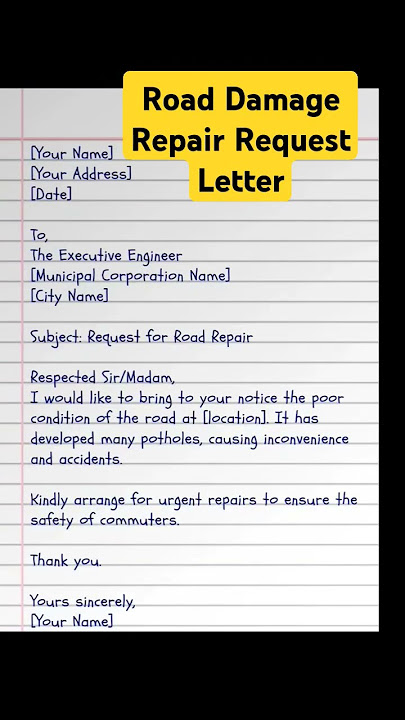 Road damage repair request letter #application #letter