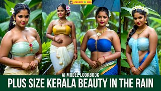 Plus Size Kerala Beauty in the Rain | AI Model Lookbook Fashion Photoshoot #desilook #desistyle